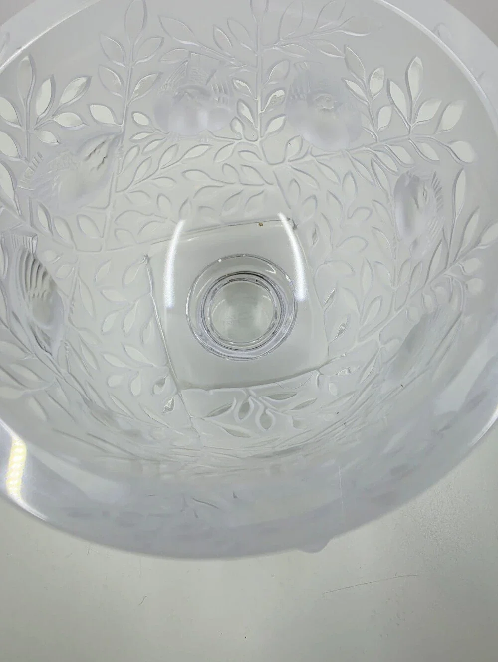 Lalique France Elisabeth Fauna & Flora Frosted Crystal Vase Square Pedestal